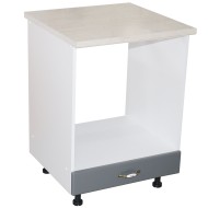 Corp pentru cuptor incorporabil cu sertar Zebra, Alb/MDF gri, cu blat travertin, 60 x 85 x 60 cm Corp pentru cuptor incorporabil cu sertar Zebra, Alb/MDF gri, cu blat travertin, 60 x 85 x 60 cm